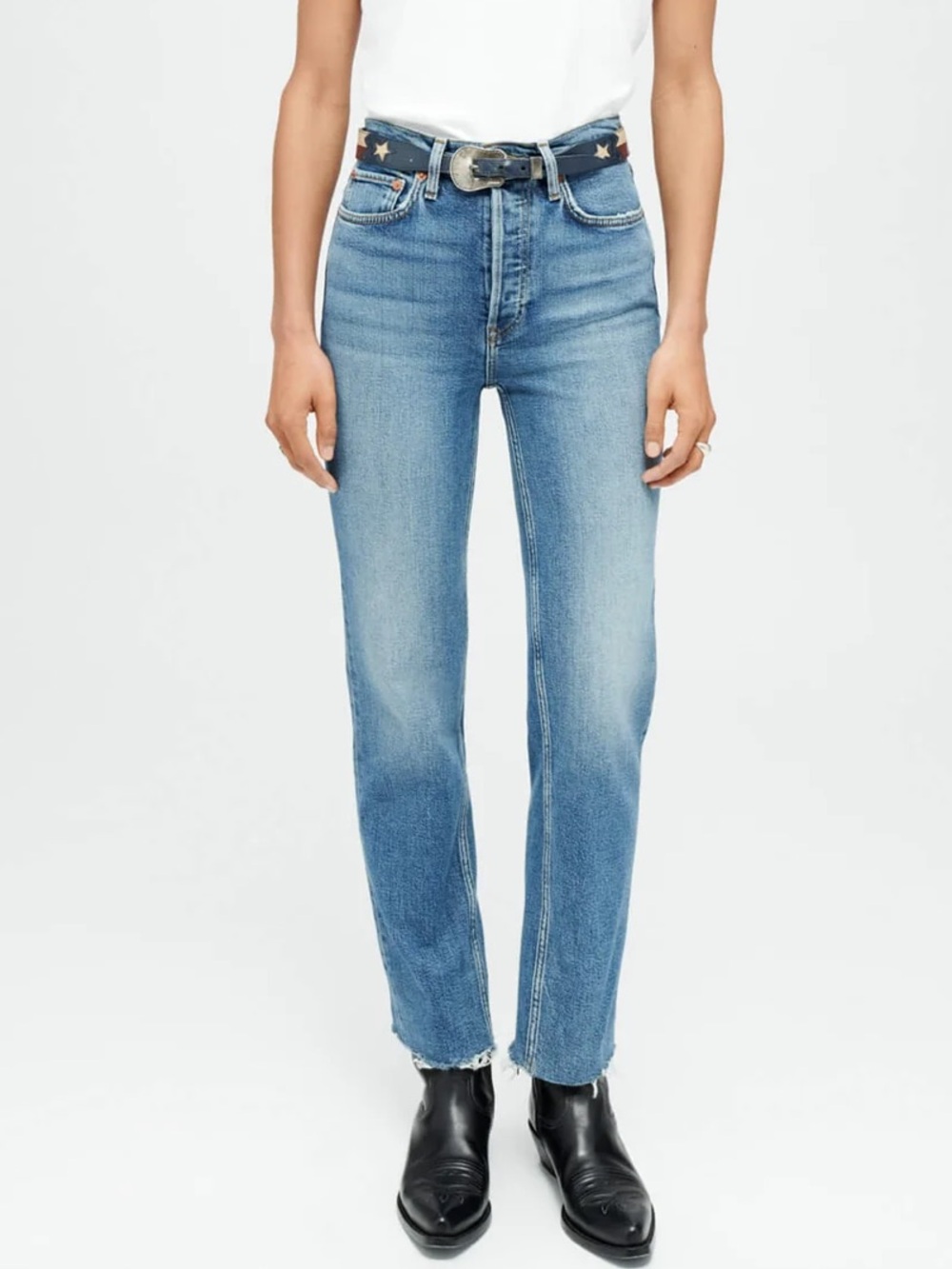 RE/DONE Comfort Stretch High Rise Stove Pipe jeans (Mid 70s wash) - Picture 2 of 8